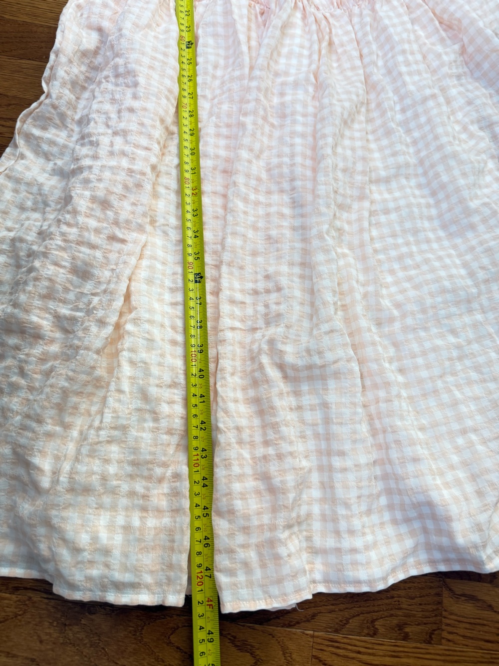 Mable Womens Midi Dress Small Blush Smocked Ruffle Seersucker Plaid Check Boho‎ - Picture 9 of 16